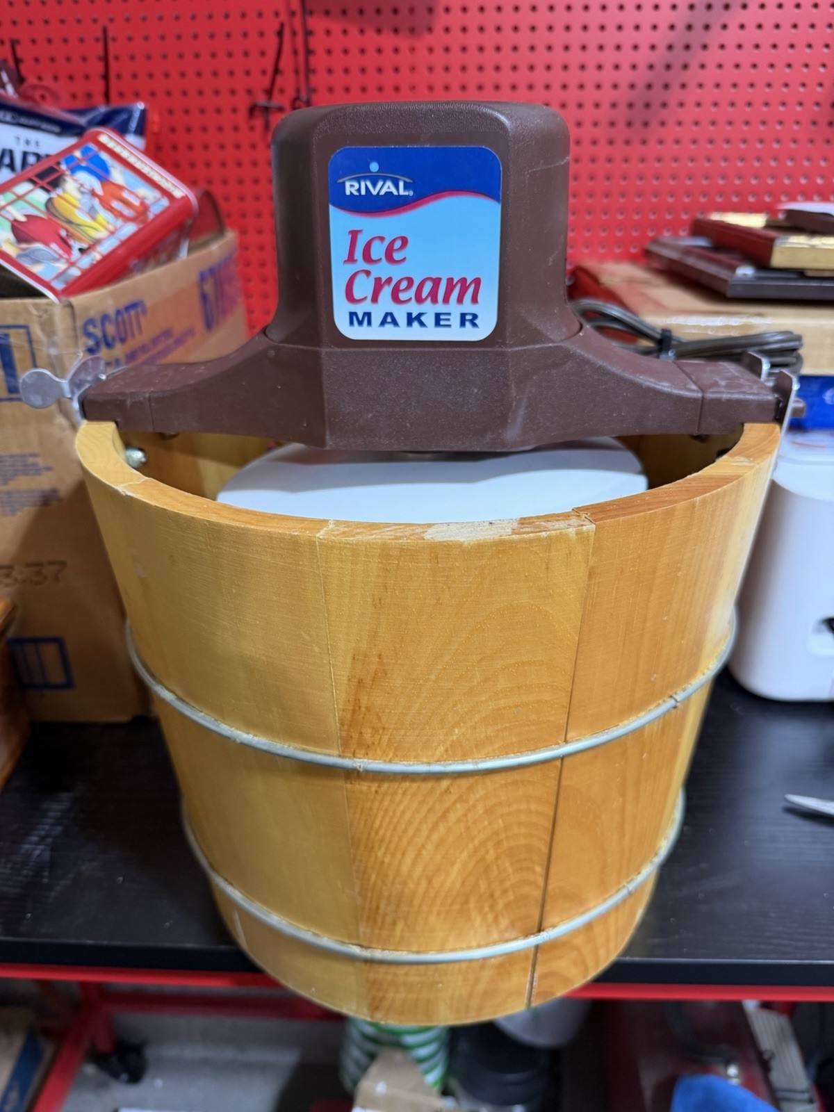 Vintage Rival Electric Ice Cream Maker Wood Bucket 5 Qt Tested Works