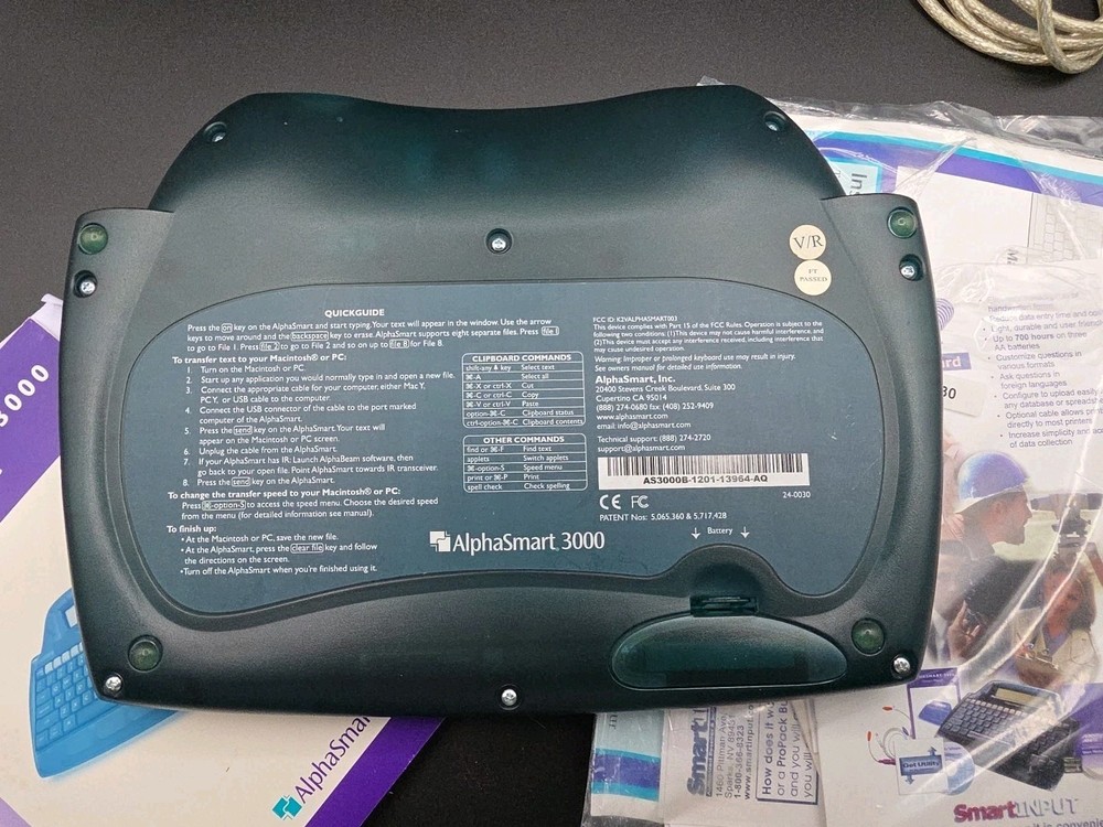 Alphasmart 3000 Portable Word Processor With Carrying Case Translucent Blue