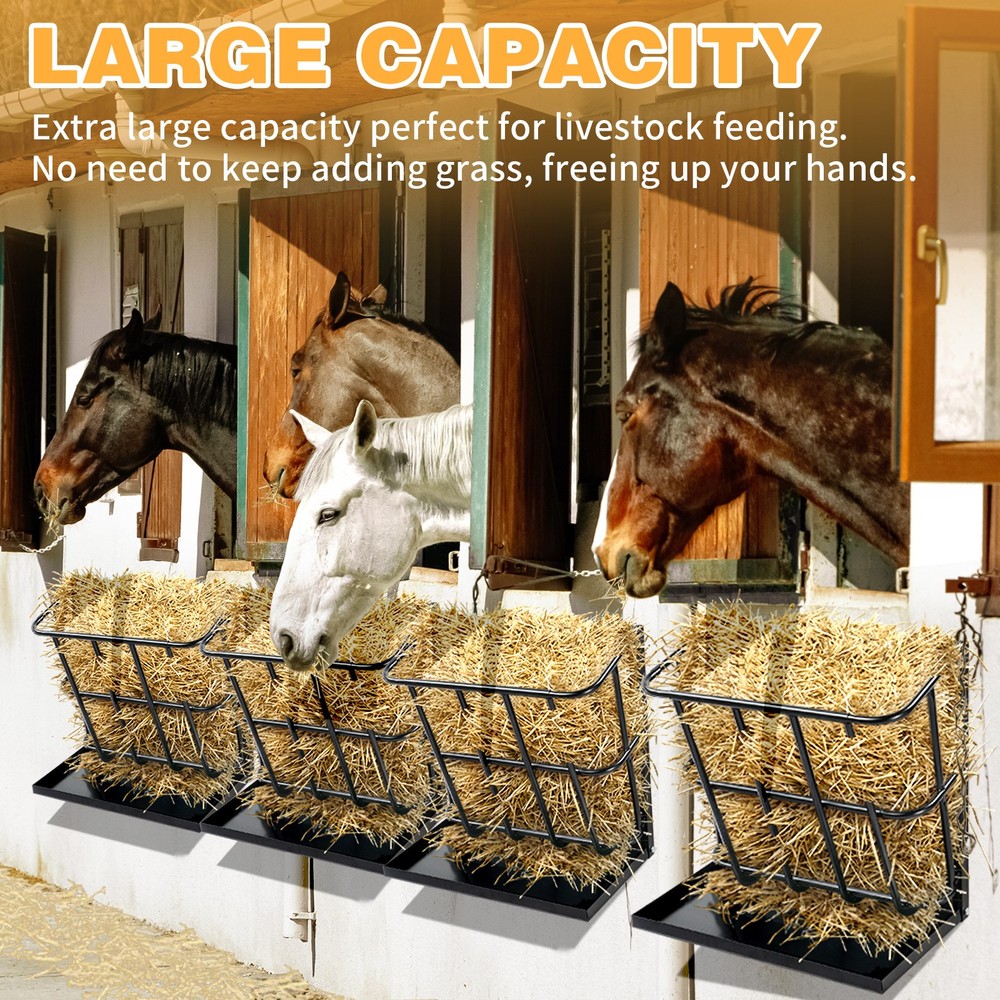 Large Capacity Hay Feeder with Detachable Grain Tray