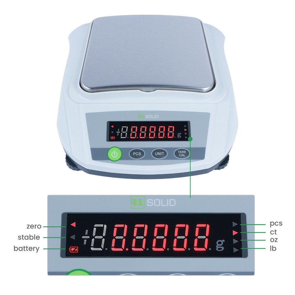 U.S. Solid 2000g x 0.01 g Precision Balance AC/DC Power Supply White Panel