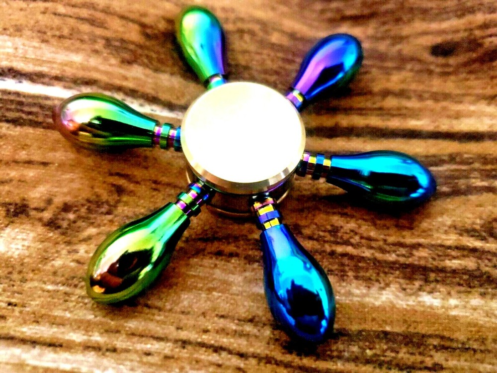 Rainbow Bowling Pins Solid Brass Fidget Spinner Toy Good Quality ADHD Focus EDC