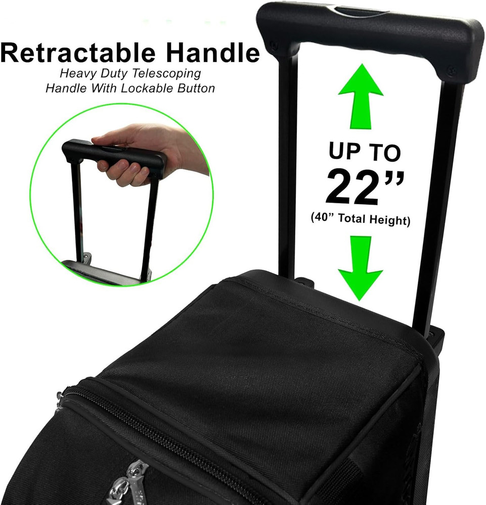 Prime Double Roller 2 Ball Bowling Bag with Large Separate Compartment for Bowli