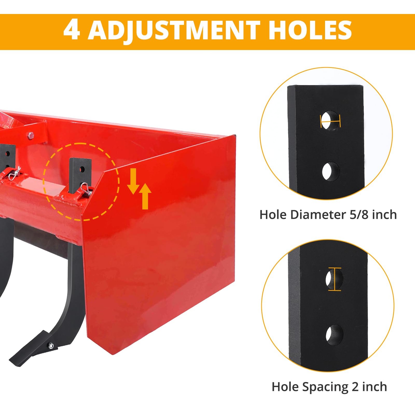 Box Blade 18'' Ripper Shank 4 Holes Box Scraper Shank Removable Tapered Teeth