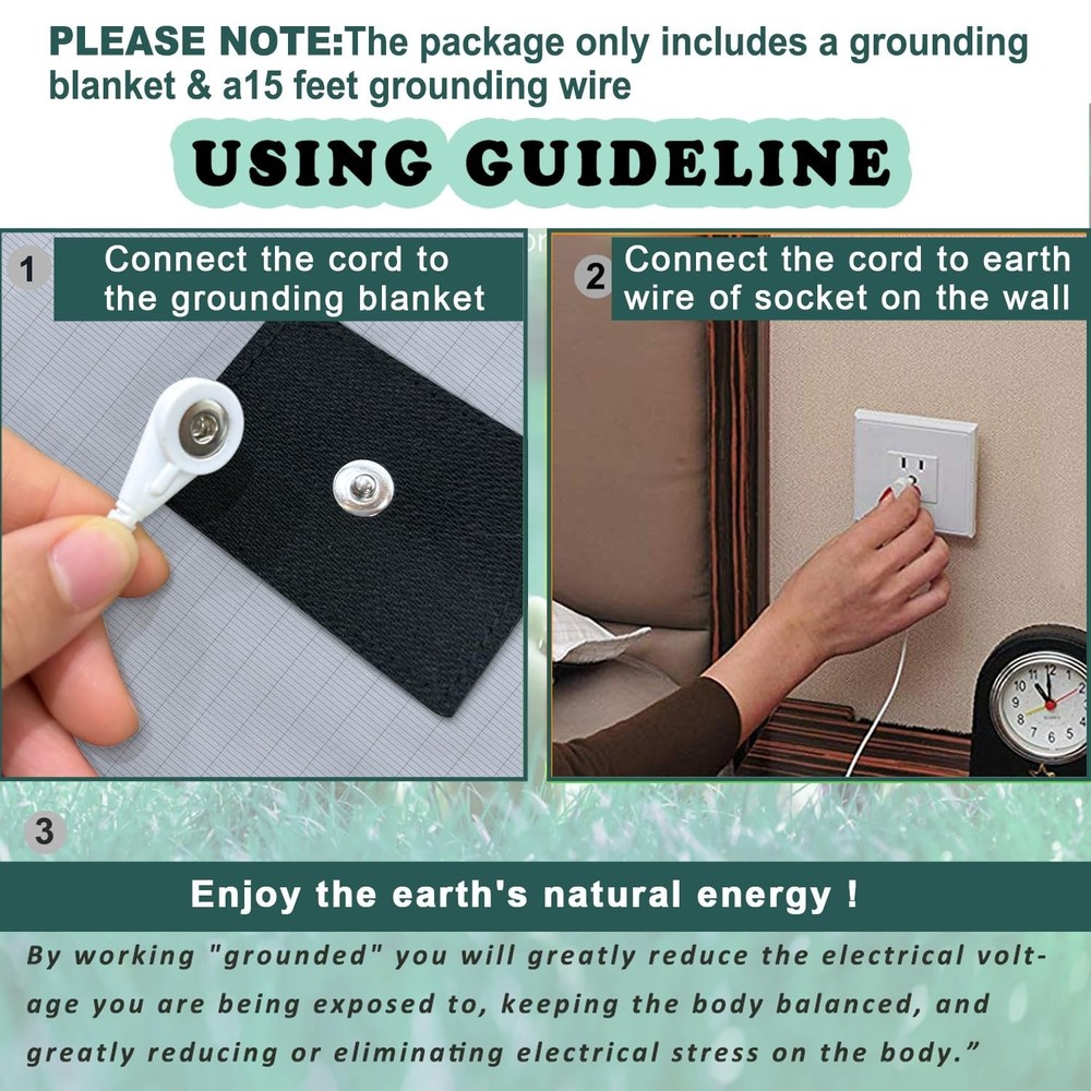 Grounding Blanket, Grounding Sheet, Grounded Throw Kit with Conductive Silver...