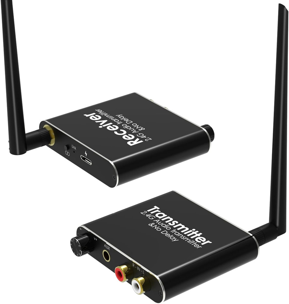 2.4Ghz Wireless Audio Transmitter Receiver, 160 Ft Long Range Low Latency Wirele