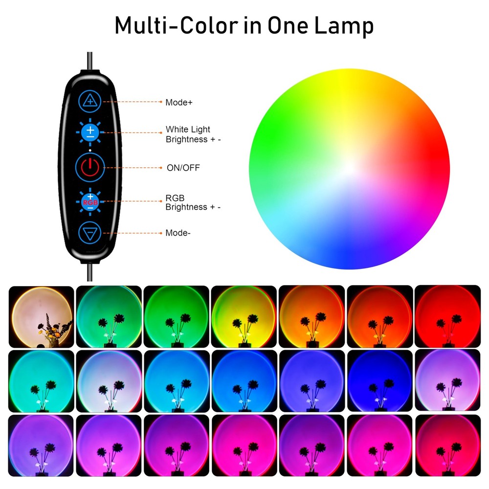 XEBKOR Sunset Lamp Projector Multicolor Changing LED Projection