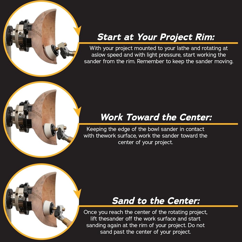 Professional Bowl Sander Kit - Hook and Loop Discs, 1/4 in Mandrel Compatibility