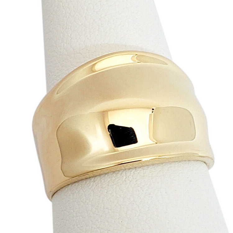 Solid 18K Yellow Gold Cigar Ring, Gold Dome Ring 13mm Sizes 5 - 12