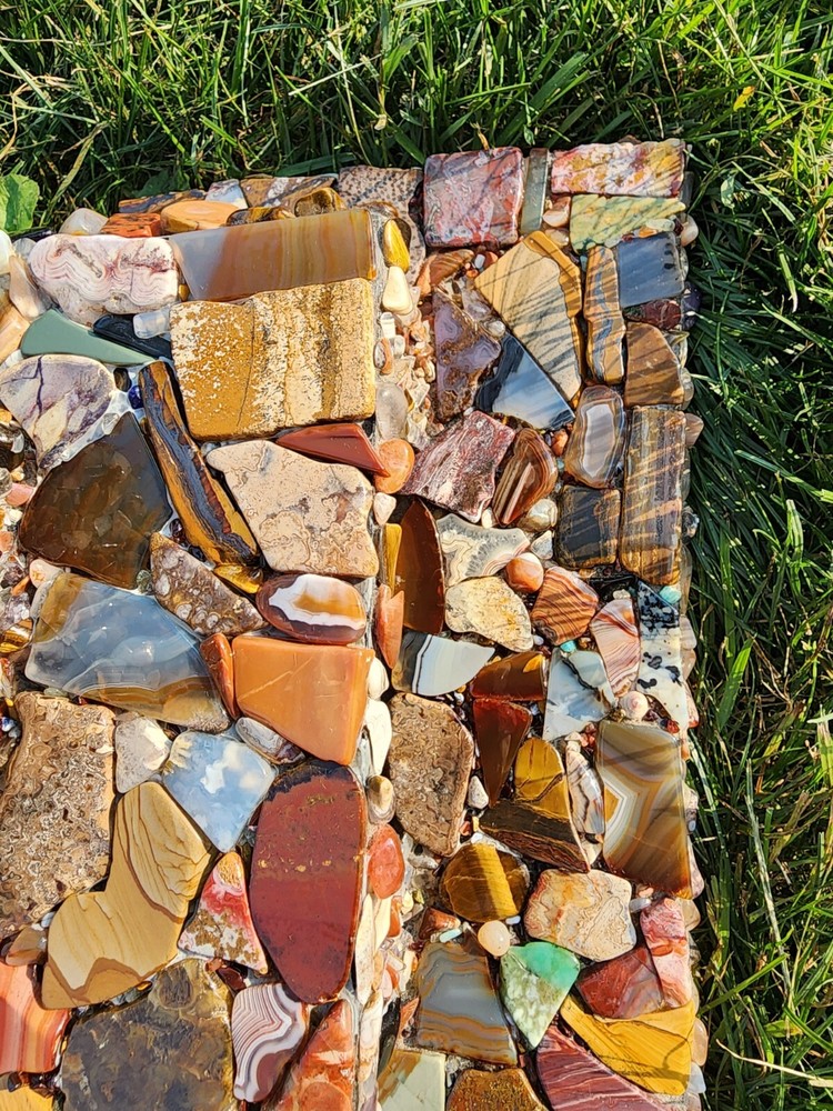 Gorgeous Agate Covered Mini Fireplace And Mantle