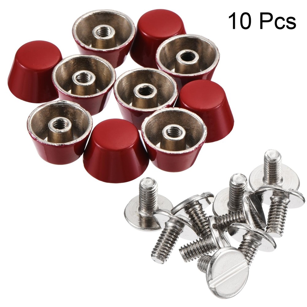 12x7mm Rivet Studs Screw Back Flat Cable Feet Stud Red Tip 10pcs