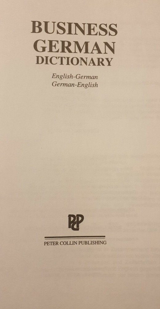 Business German Dictionary Collins 1994 PB