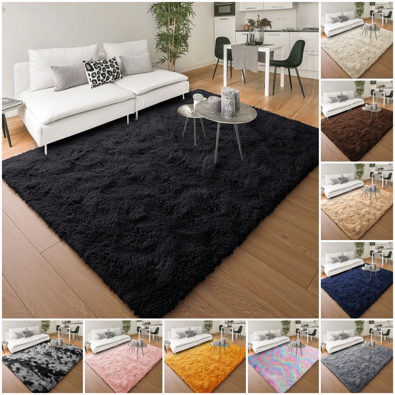 Modern Fluffy Area Rugs Non Slip Shaggy Floor Mat Carpet for Bedroom Living Room