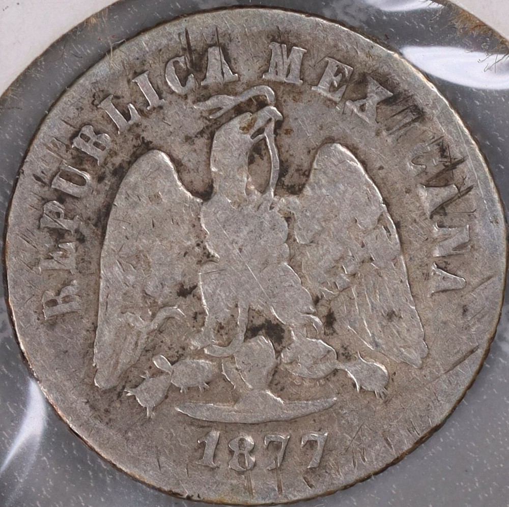 1877 Pi H Mexico 10 Centavos