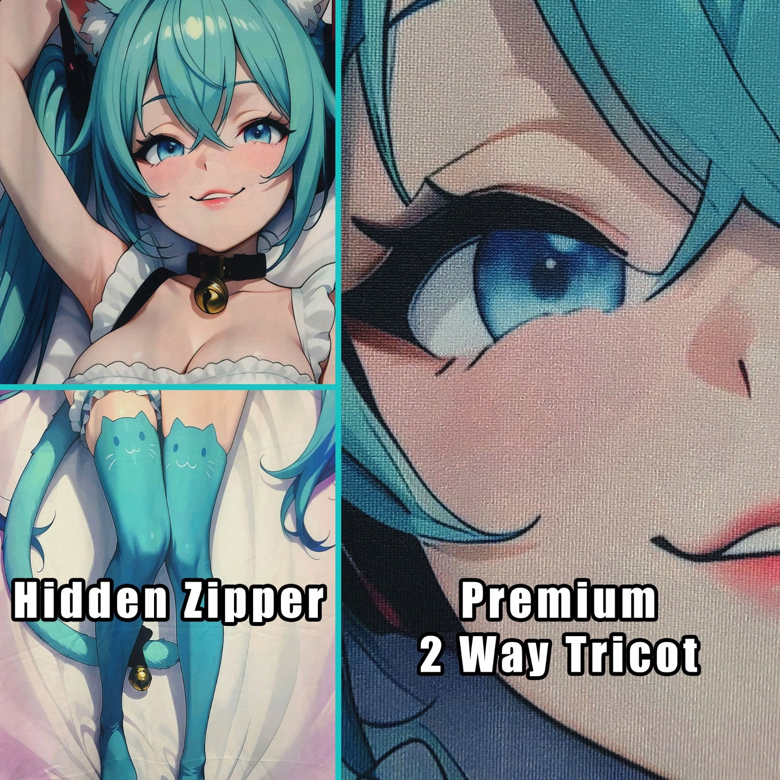 Mikun Neko | Vocaloid Waifu | Anime Dakimakura (Body Pillowcase)