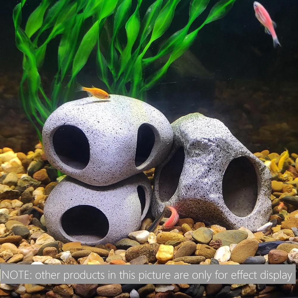 Safe Ceramic Aquarium Hideaway Rock Cave for Betta & Aquatic Pets - Rustic Style