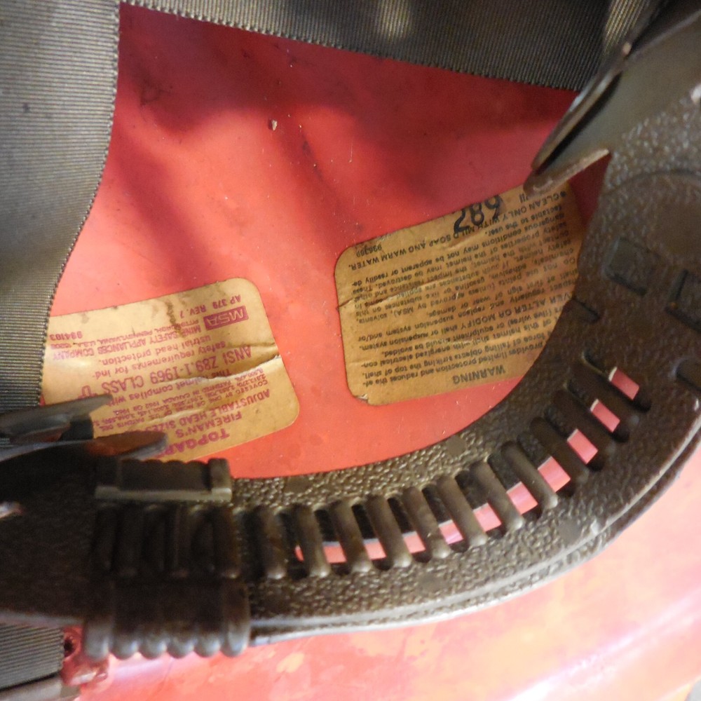 VINTAGE PLASTIC MSA RED FIRE CHIEFS HELMET