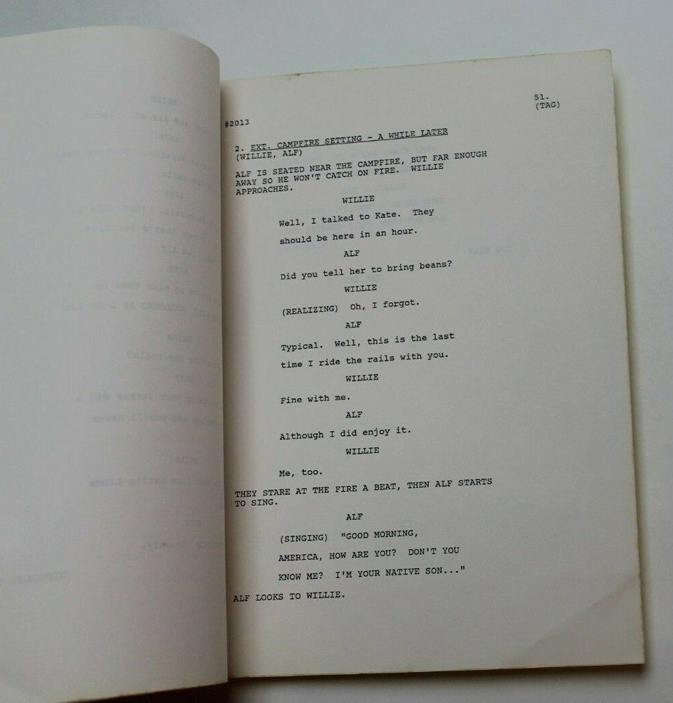 ALF / Bob Bendetson, 1987 TV Script "Night Train" Classic furry alien wiseguy