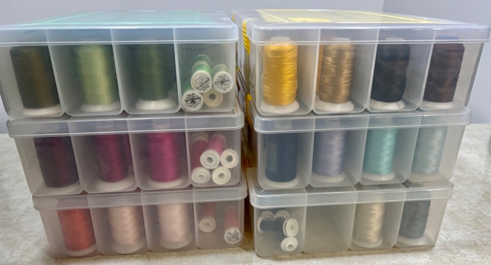 Rayon Machine Embroidery Art Thread 188 Spools w/Smart Cases & 15 Bobbins
