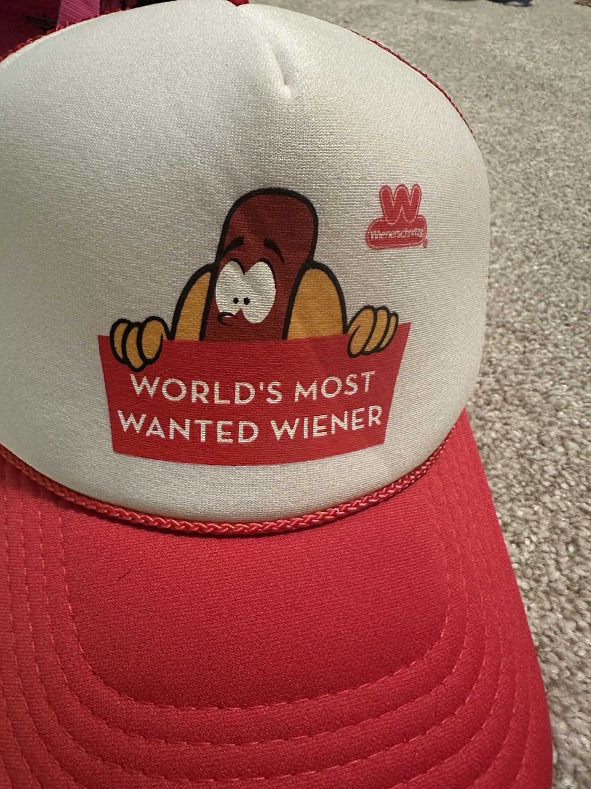 Wienerschnitzel "WORLD'S MOST WANTED WEINER" Baseball Cap HAT Red HOT DOG