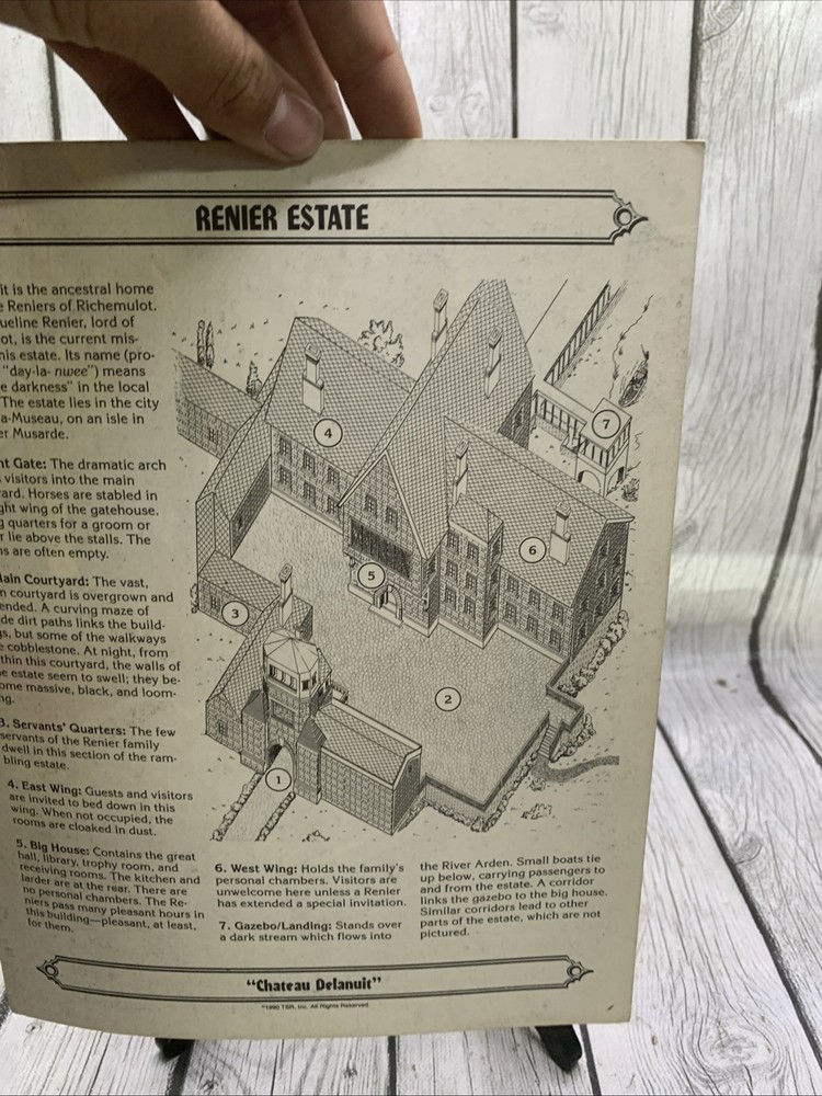 D&D Renier Estate Map/Guide 1990 TSR Campaign Setting Accessory ￼