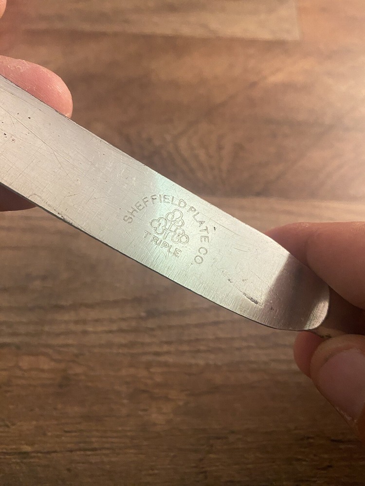 Sheffield Plate Co Triple Plate Plain Butter Knife Unknown Pattern