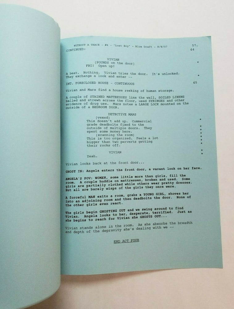 WITHOUT A TRACE / Byron Balasco 2007 TV Script, Poppy Montgomery "Lost Boy"