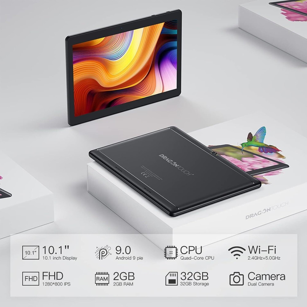 Dragon Touch 10.1" Tablet 32GB Quad-Core Processor 8MP Camera Notepad K10 Wifi