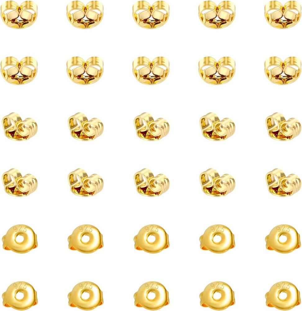 30Pcs Earring Backs for Studs, 18K Gold Butterfly Shape Ear Backings Replacement