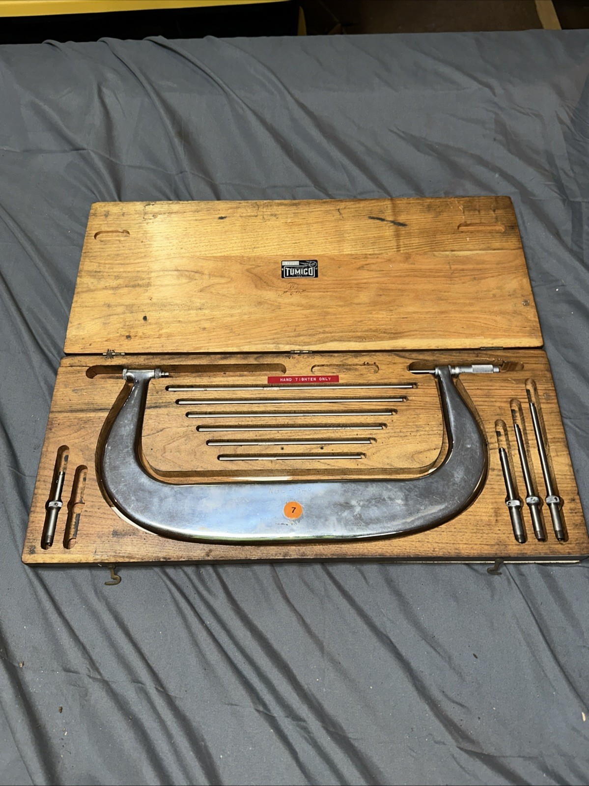 Scherr Tumico Outside Micrometer 6-12" Range .0001" Graduation Caliper Wood Box