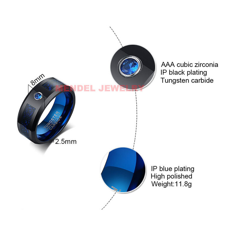 MENDEL Mens Tungsten Carbide Celtic Knot Wedding Engagement Band Ring Size 7-15