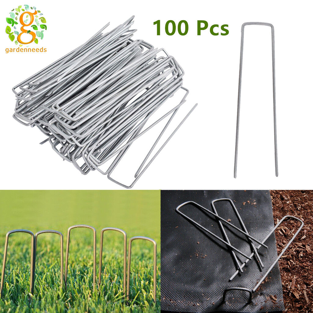 6" Landscape Stakes Sod Staples Sturdy Garden Stakes Weed Barrier Fabric Pins