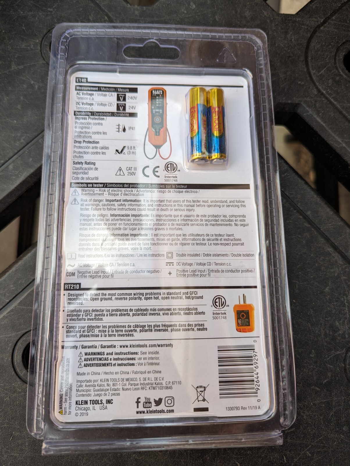 Klein Tools ET40VP Digital AC/DC Voltage and GFCI Receptacle Electrical Test Kit