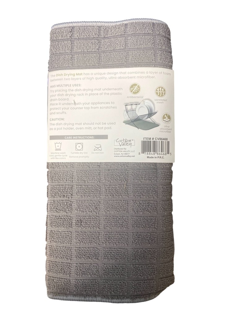 2pk Reversible Dish Drying Mat, 12" x 18", Microfiber, Ventilated Mesh Quick Dry