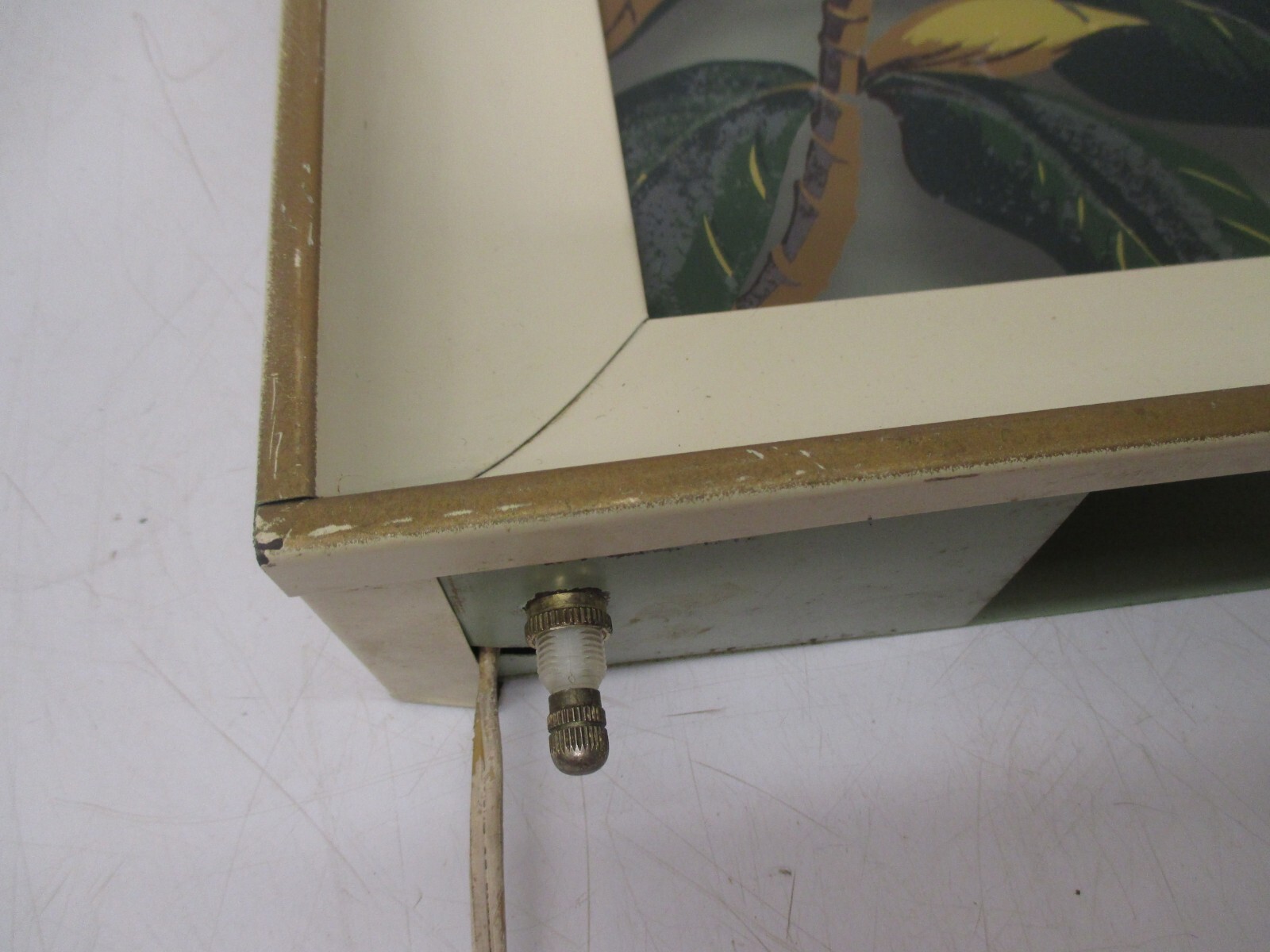 2 Vtg Reverse Painted Glass Floral George Telo Shadow Light Box Lighted Wall Art