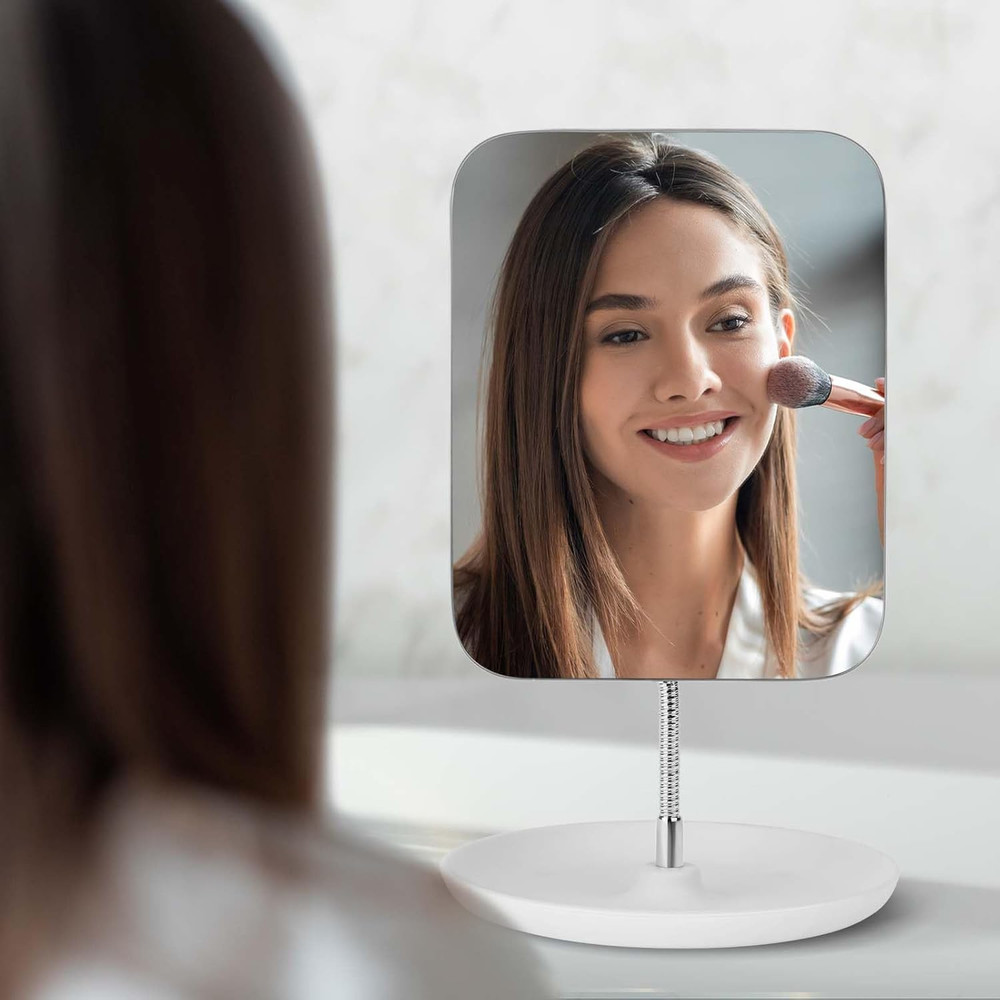 Adjustable Table Vanity Mirror with Stand - 360° Rotating Makeup Mirror