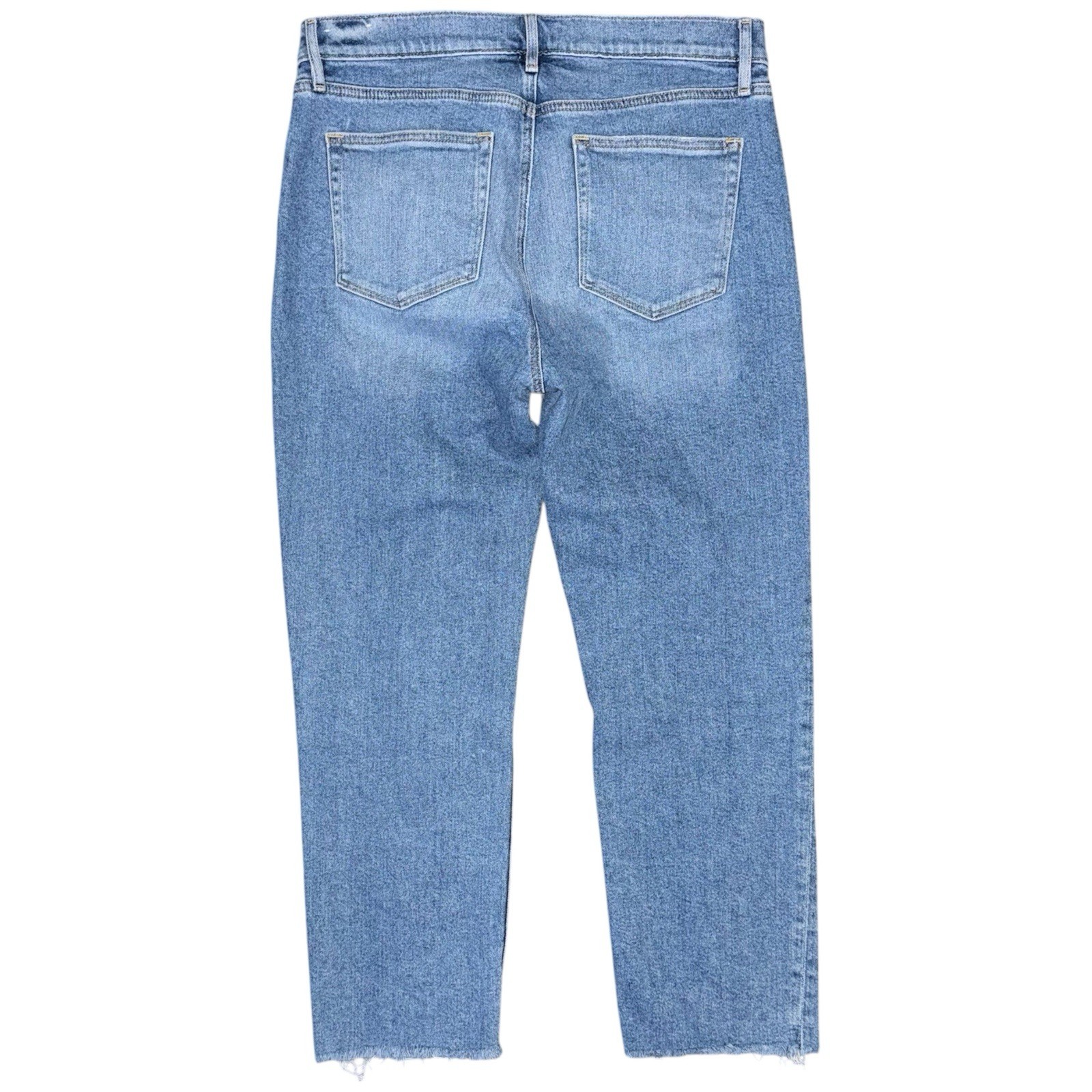 LOFT Fresh Cut Mid Rise Slim Jeans Bright Vintage Blue Wash Size 31 / 12 Raw Hem