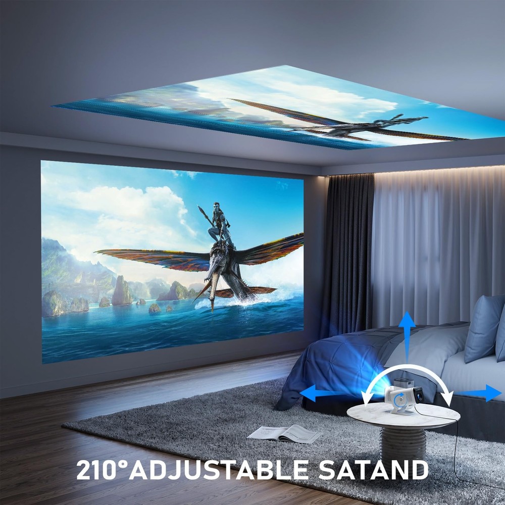 【White Projector & Built-in Apps】 Mini Projector with Wi-Fi and Bluetooth, Fu...