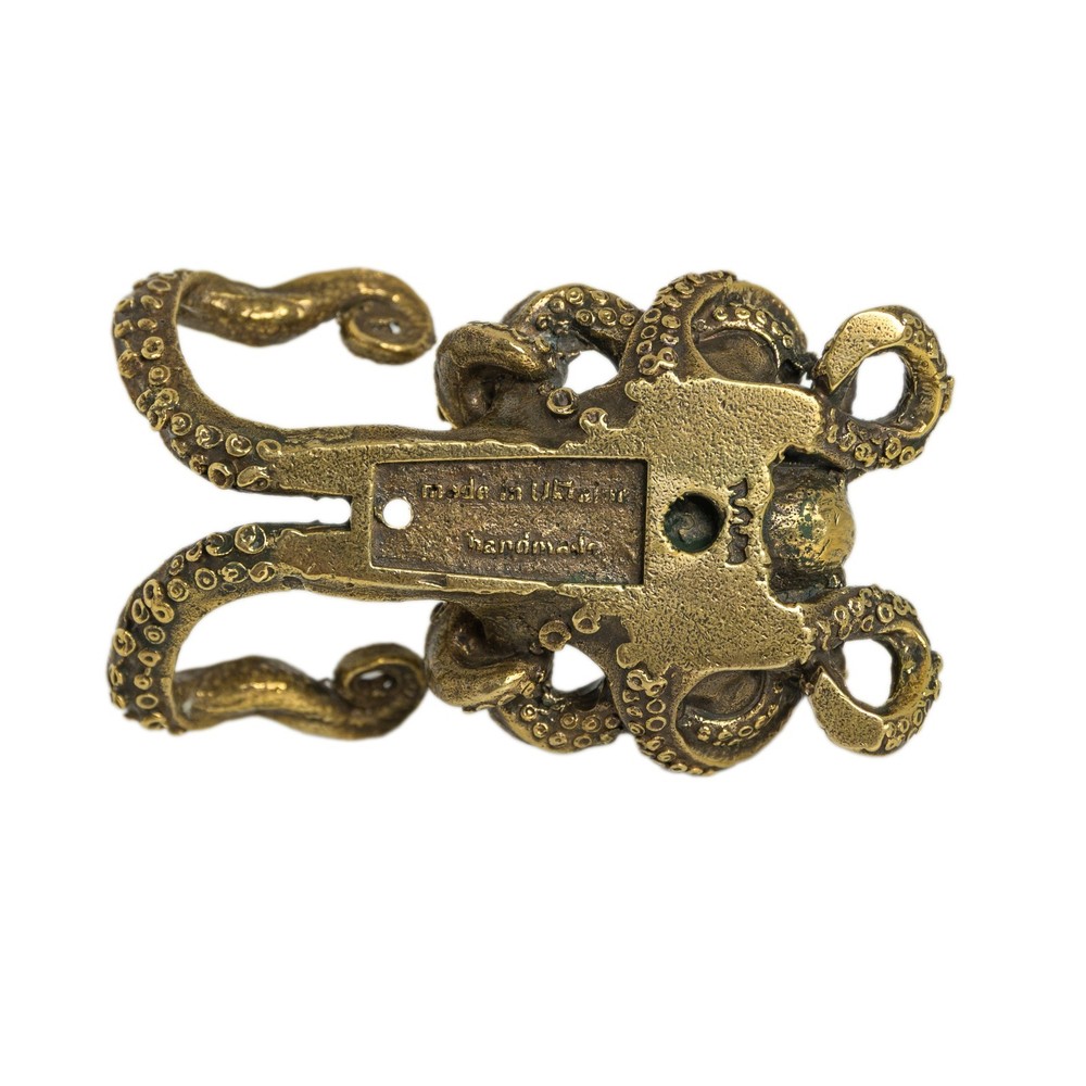 Solid Brass Octopus Double Wall Hook Handmade Nautical Animal Decor