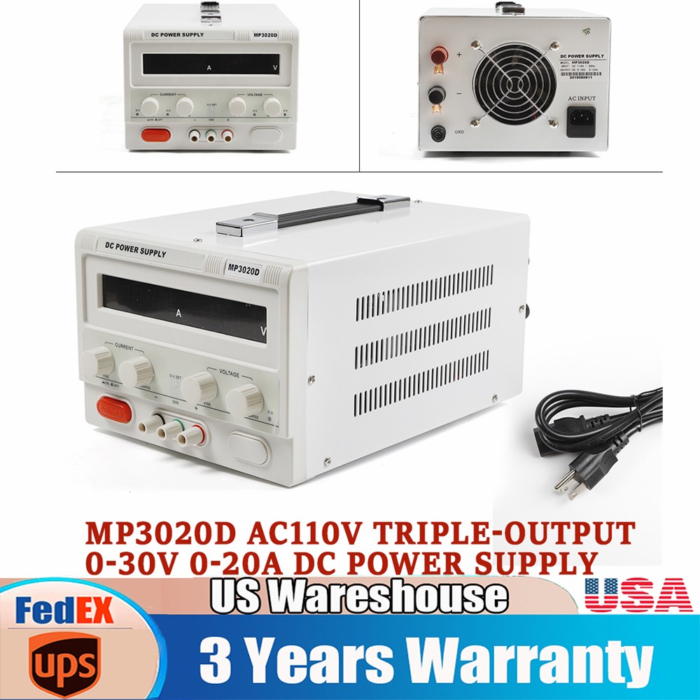 0-30V 0-20A Lab Test DC Power Supply Adjustable DC Regulated Power Variable 600W