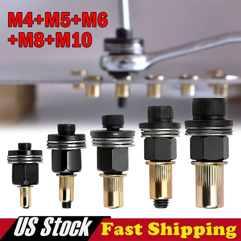 5Pcs Manual Rivet Nut Tool Adapter Carbon Steel Flat Head Threaded Insert Nuts