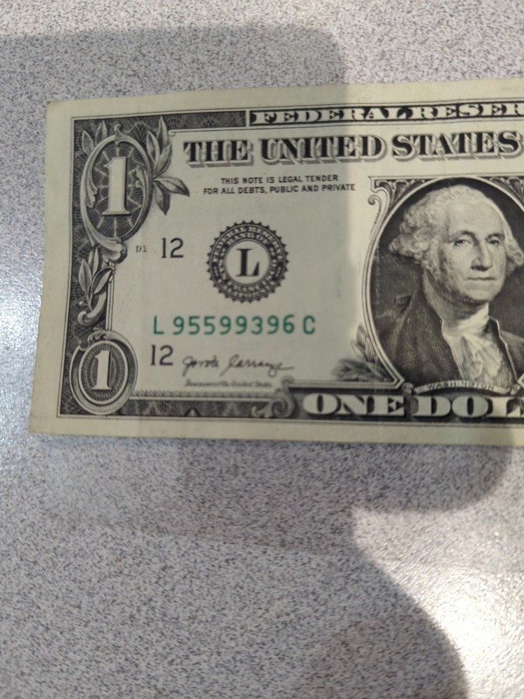 Error $1 Bill With High 6