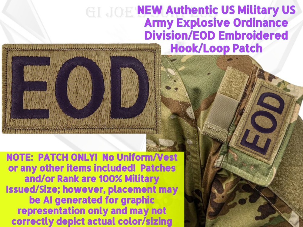 1 US Army Issue EOD Explosive Ordinance Division Hook Uniform Patch OCP 1D2