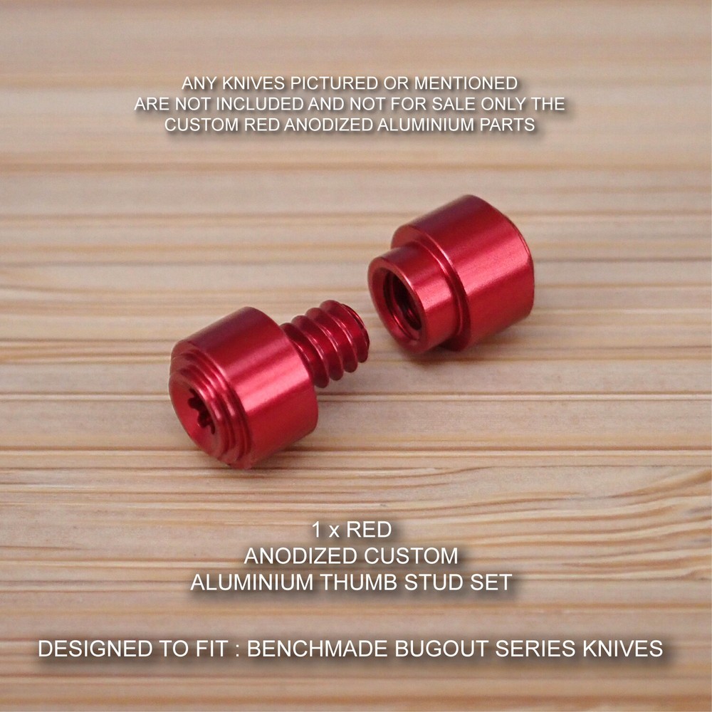 Benchmade 535 BUGOUT Custom Designed 2 Piece Thumb Stud Set - Anodized RED