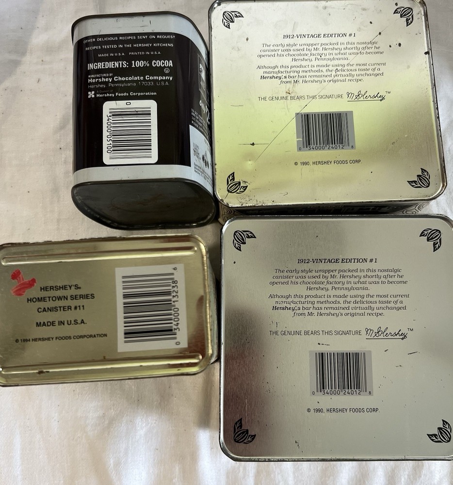 HERSHEY TINS Four Tins With Lids