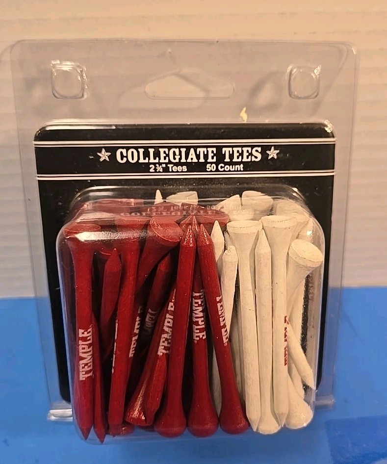 Collegiate Golf Tees 2 3/4 Temple University Sealed 50 Count