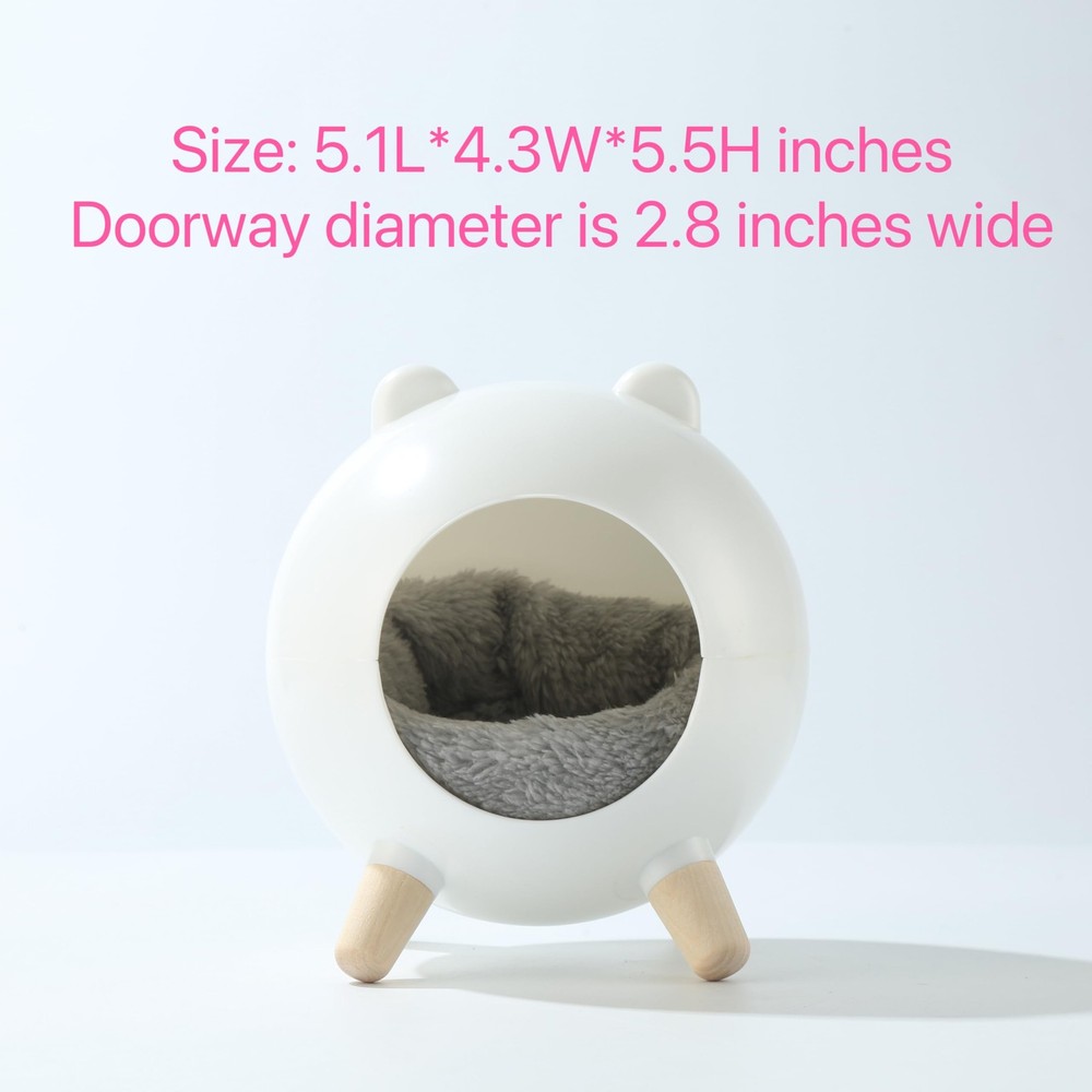 White Hamster Hideout Tiny House Space Elf Hiding Nest Durable Plush Pad