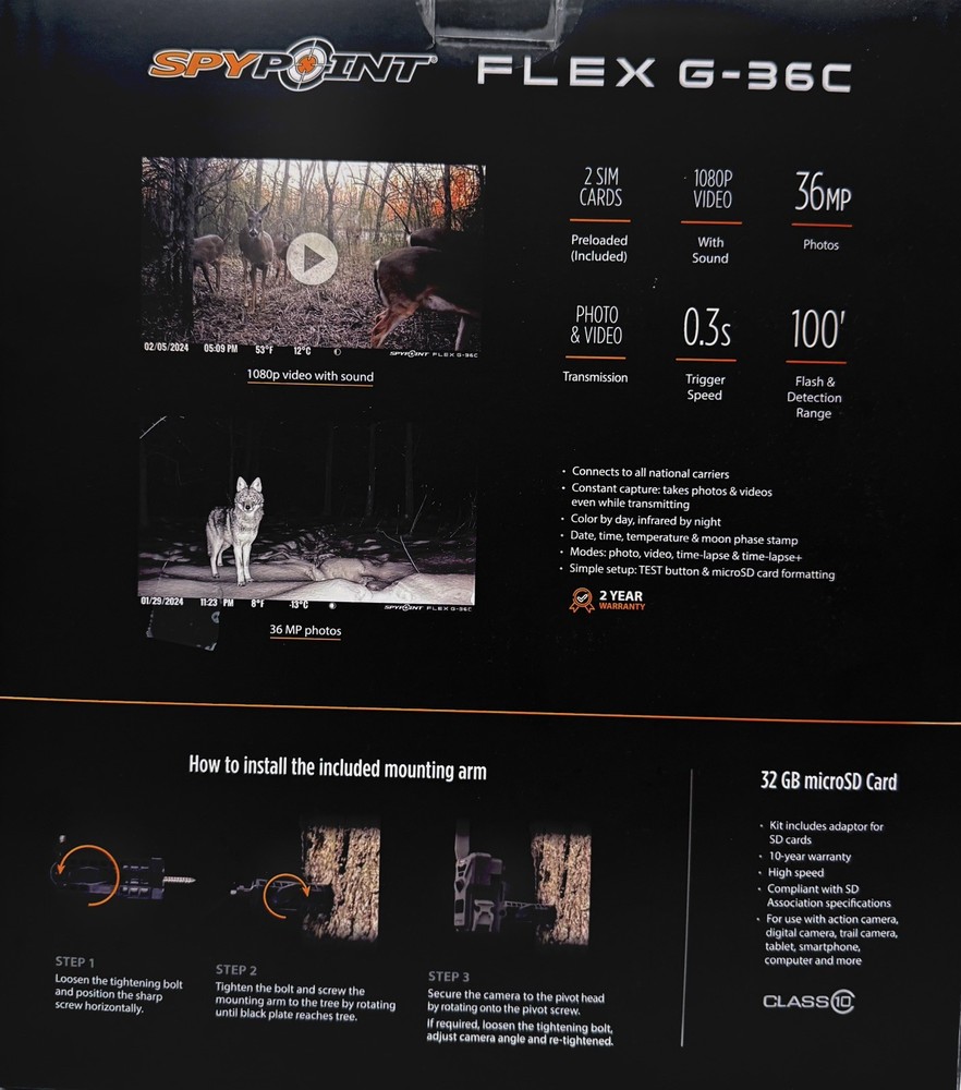 🌟NEW IN BOX 🌟SpyPoint Flex Cellular Trail Camera Elite Bundle Model G-36C