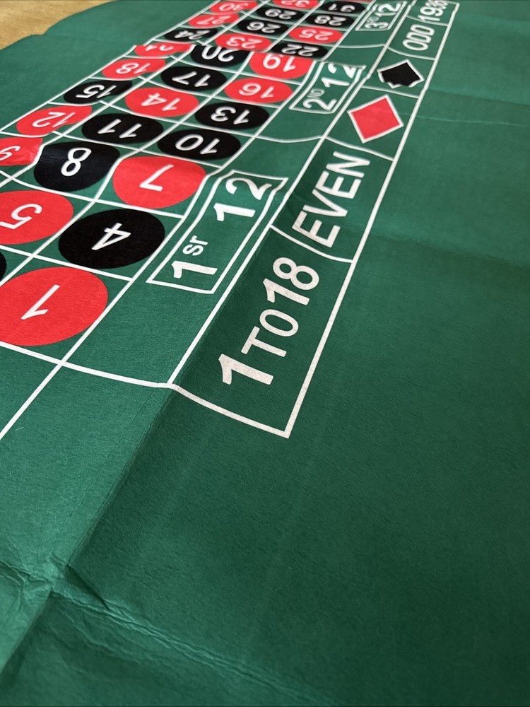 Large Craps & Roulette Table Top Felt Double Sided 70” X 35”