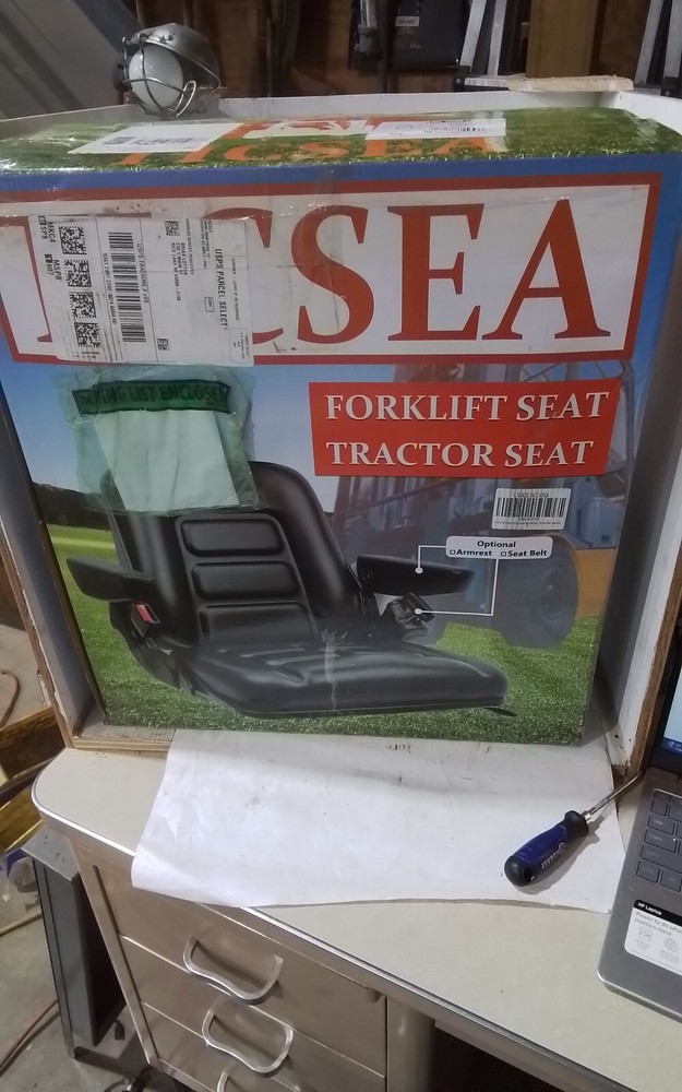 Universal Fold Down Forklift Seat W/ Adjustabl Back and Slide Armrest (D6E)