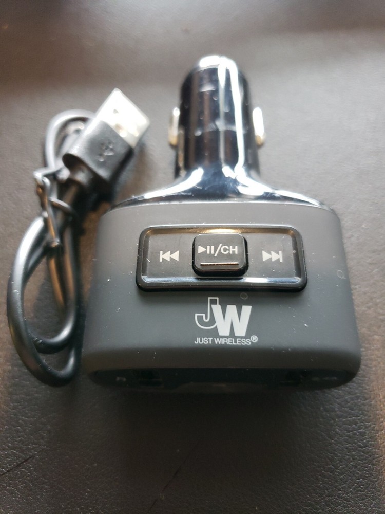 Just Wireless FM Transmitter & Dual USB Charging Port Car Charger - Black
